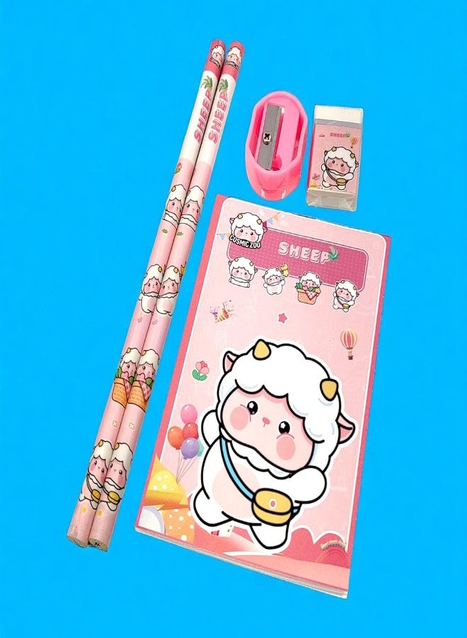 Tresneria Kids Art & Stationery Set with Watercolors, Sketch Pad, Notebook, Pencils, Sharpener & Eraser (Sheep, 3) - Image 4